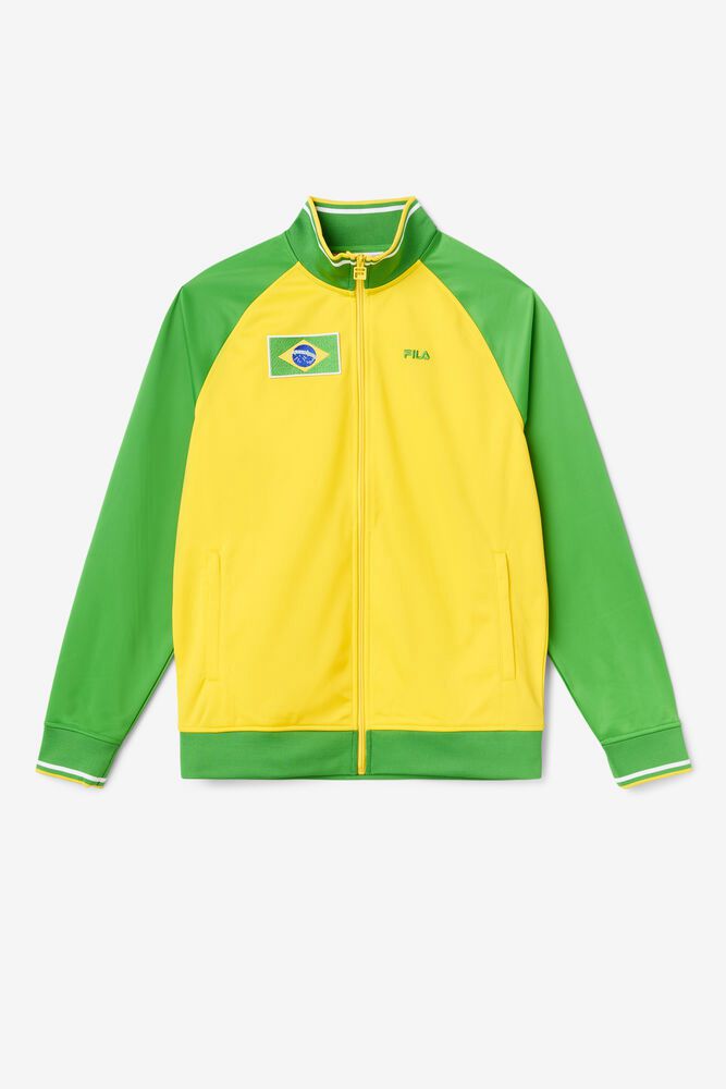 Fila Brazil Track Jacket Yellow - Mens - 52706DTZJ